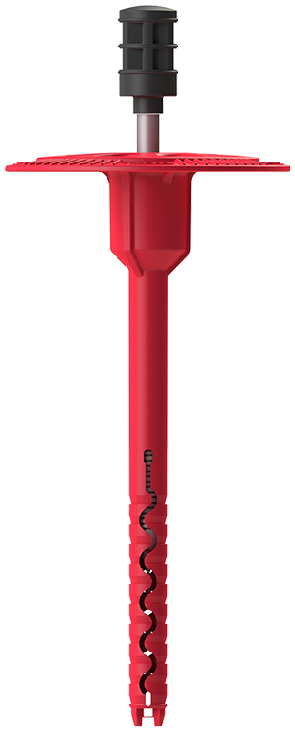 Стена 1MT. Полимерный тарельчатый дюбель с забивным распорным элементом из углеродистой стали с мелкой накаткой и термоизоляционной головкой